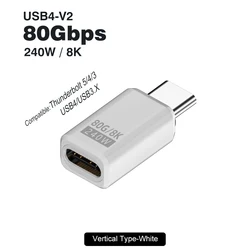 Enhanced Angled USB - C Adapter - 240W Elbow Connector, Ultra - Fast Data Transfer (80Gbps Vertical Type)