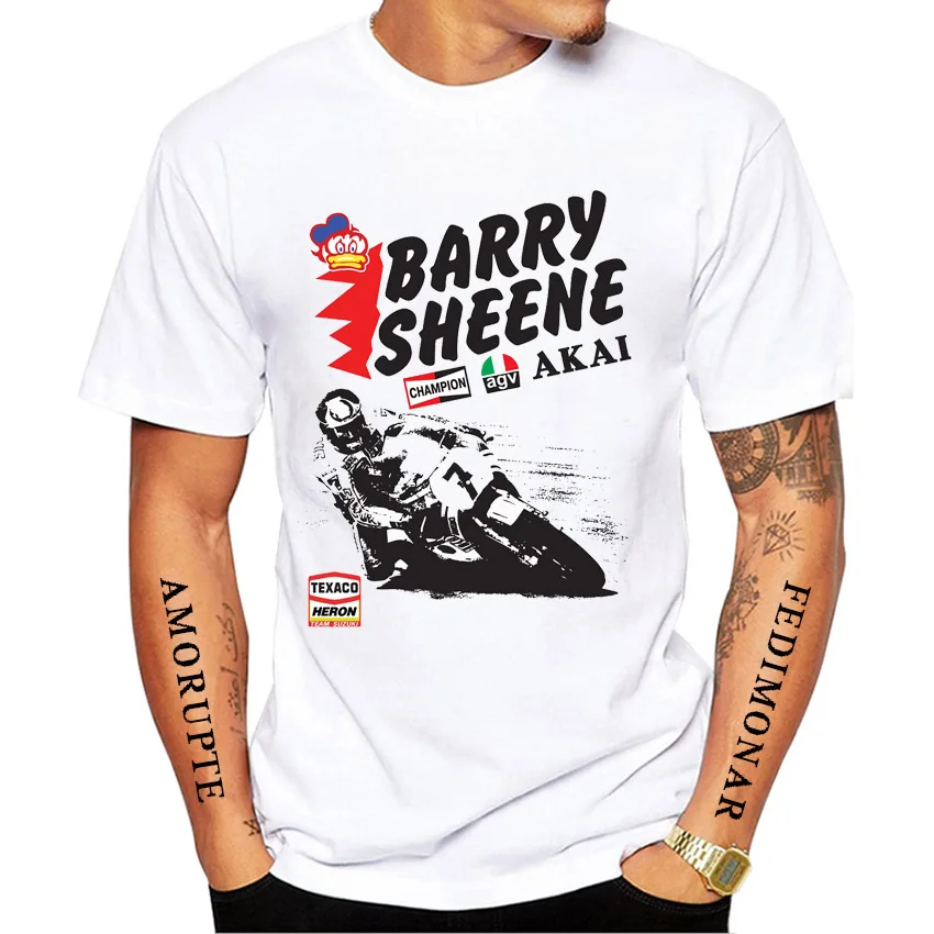 Barry Sheene 7 Gp Riding Racing T-Shirt Uomo Manica Corta Boy Adventure Sport Casual White Top Old Legend Moto Rider Tees