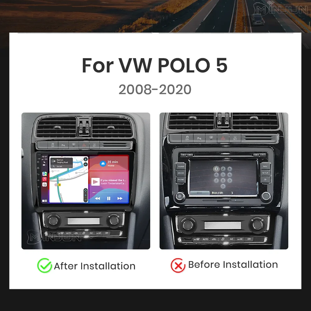 Radio para Auto Android 16 para VW Polo 6R 2008-2020, Navegación GPS, Qualcomm 8 Núcleos, 360 ° Cámara Panorámica Inalámbrica CarPlay para Auto 3