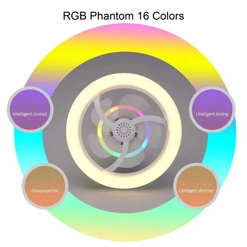 LED Ceiling Fan Lights LED Fan Light E27 Ceiling Fan Bulb LED Light Remote Control Chandelier RGB Color Dimmable Ventillator Lamp Home Lighting