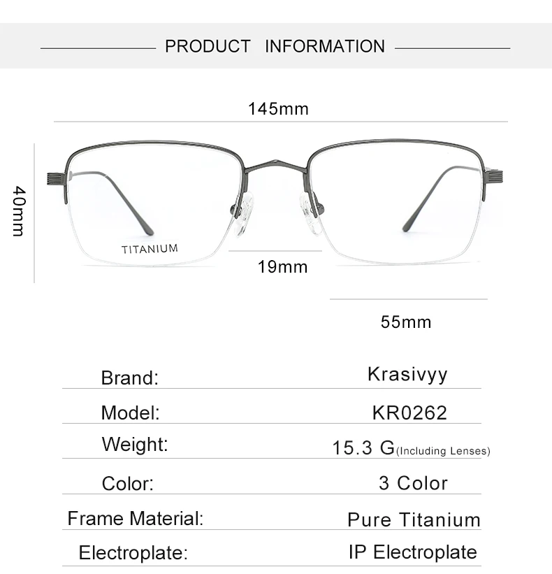 Krasivyy Unisex Semi Rim Square Titanium Eyeglasses 620262 Image 1