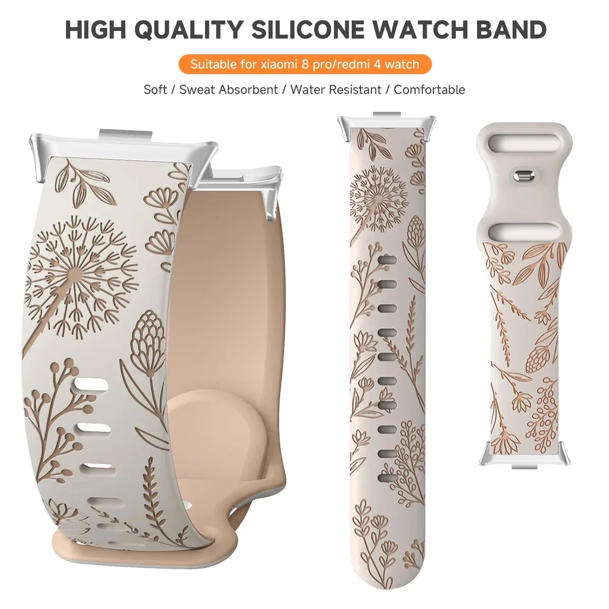 Silikonarmband für Xiaomi Mi Band 9 Pro/8 Pro, zweifarbiges Löwenzahn-Armband, Armband für Redmi Watch 4/5/6 Ersatzgürtel – Detail 4