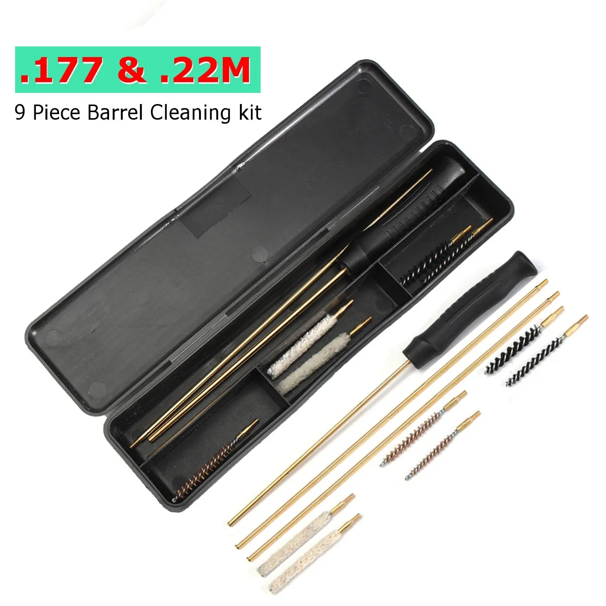 

1Set/9pcs Hunting Rifle Cleaning Kit Barrel Cleaning Brush Kit 177 22 Brushes & Rods for Air Rifles Pistols Airgun