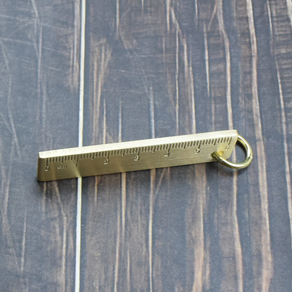 Mini Portable Golden Brass Ruler With Hang Vintage Metal Measure Tools Small Stationery Accessories 6cm Scale Straightedge Gift straight ruler,metal ruler