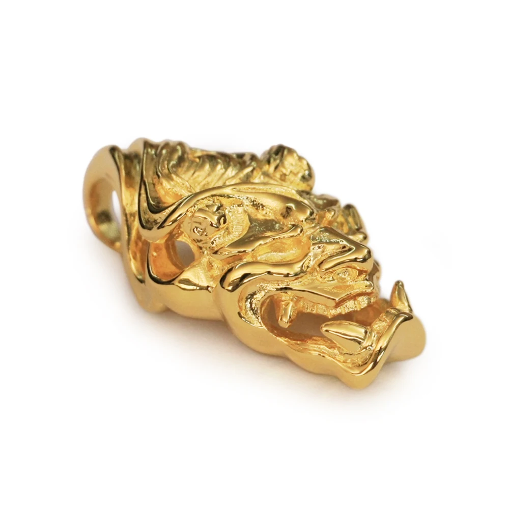 

Gold Plated Brass Japanese Ghost Prajna Skull Pendant Punk Jewelry GP276