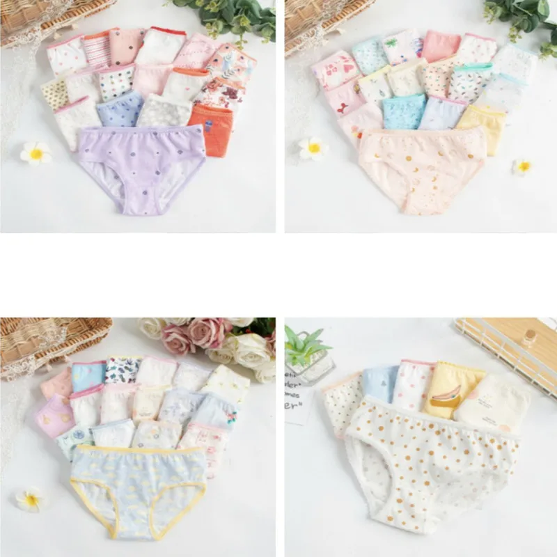 Kids Girls Short Briefs 4Pcs Lot Children Underwear Cotton Underpants Baby Panties 2 4 6 8 10 12 Years