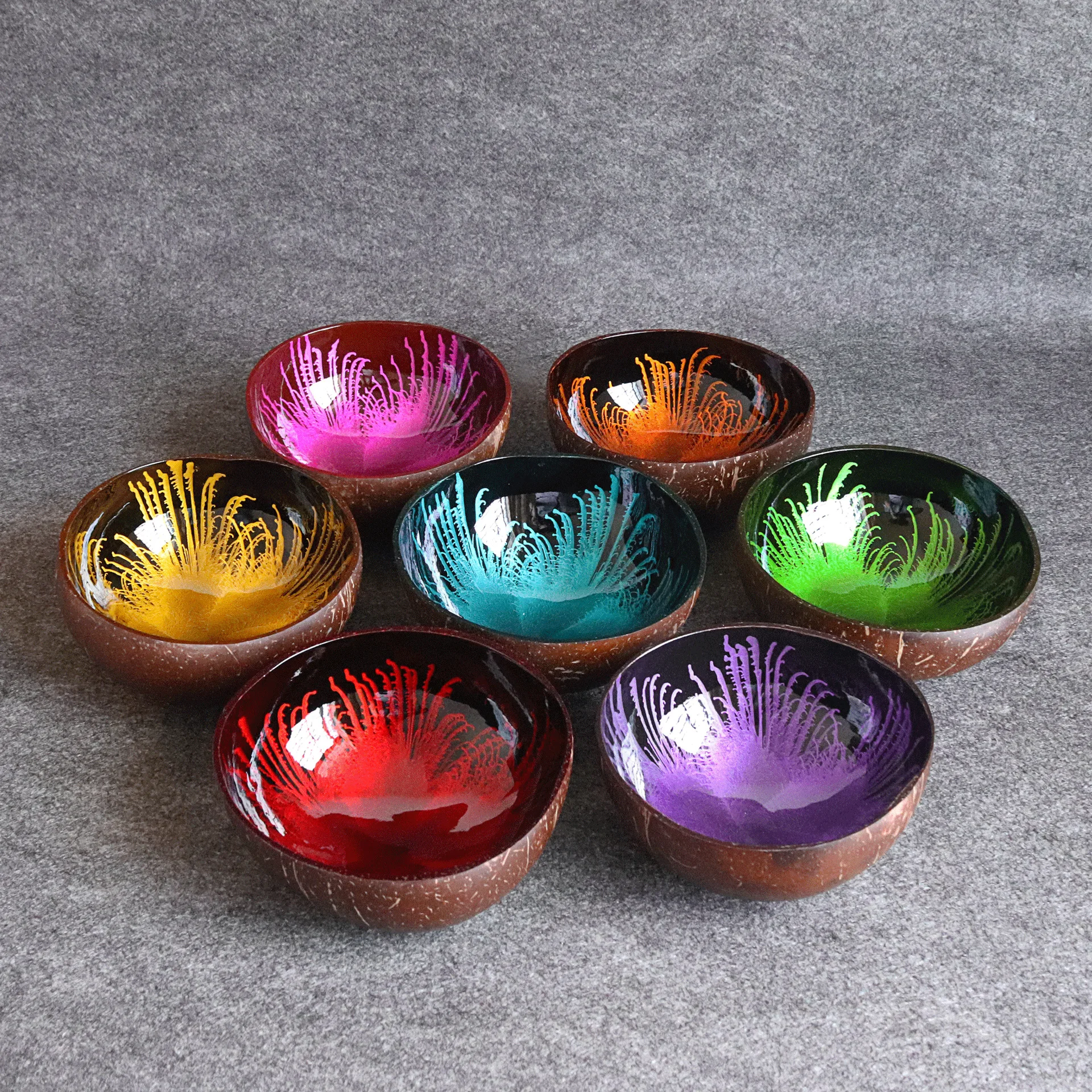 Natural Superior Coconut Bowl Splash Ink Coconut Shell Candy Storage Bowl Container Desk Ornament Creative Handicraft Decoration 2