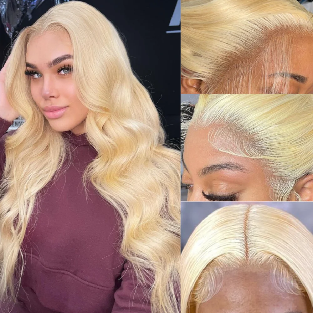 613 parrucca di colore biondo miele 13x6 HD parrucche frontali in pizzo trasparente per le donne parrucca anteriore in pizzo con onda del corpo parrucca con densità del 180% dei capelli umani