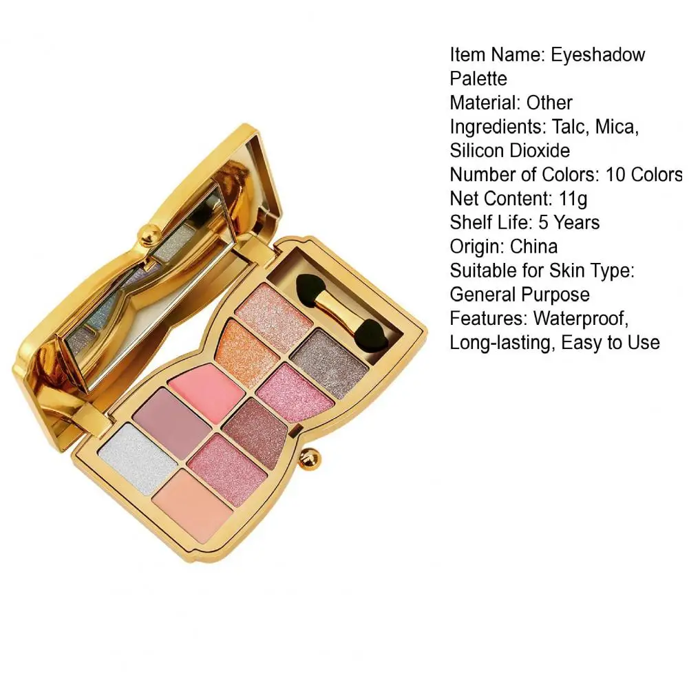 11g Eyeshadow Palette Shining Waterproof Glitter Long-lasting Eye Makeup Tools 10 Colors Women Cosmetic Eye Shadow for Party