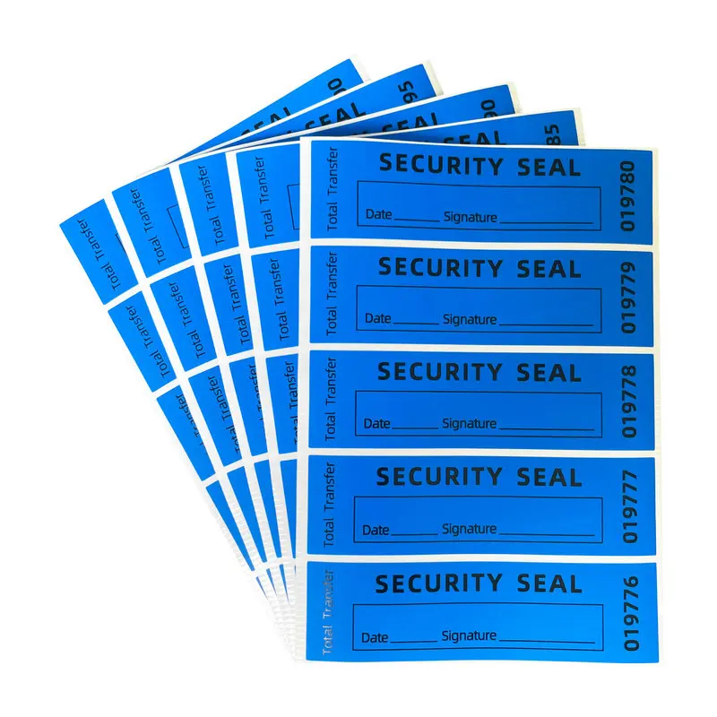 100pcs blue tamper proof label sticker/(90x25mm) Tear off invalid warranty seal sticker unique serial number high security label