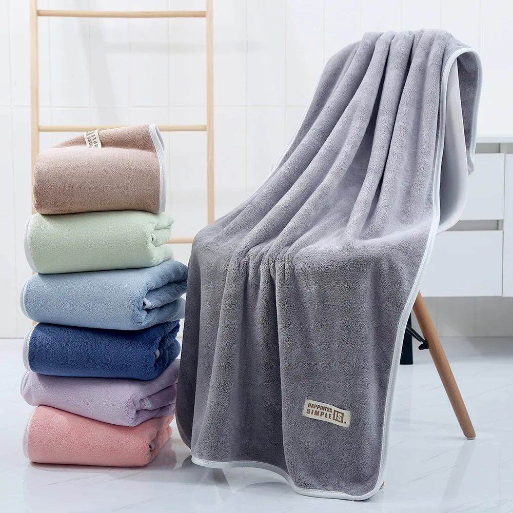 

70x140cm Thick Coral Fleece Bath Towel Microfiber Fabric Towel Super Absorbent Quick-Drying Soft Household Bathroom Bath Towel