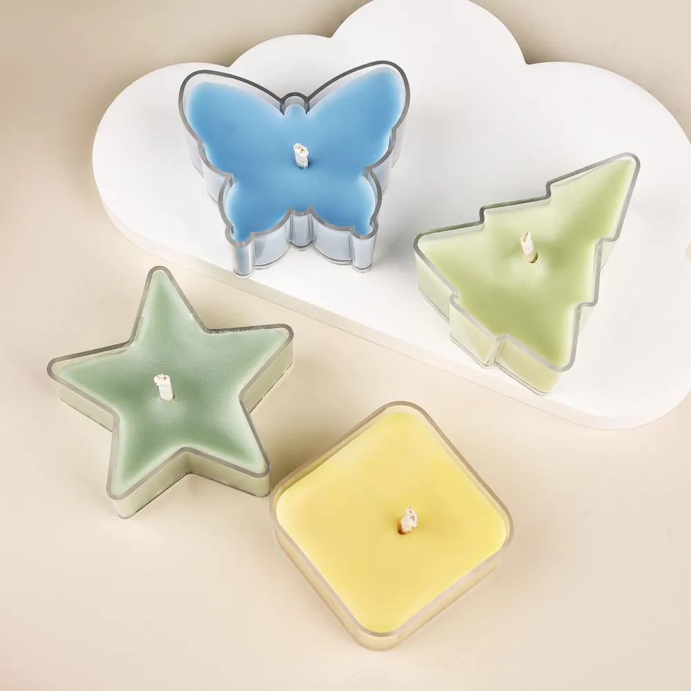 5Pcs/Pack DIY Candle Making Mold Heart Shaped Small Candle Love PC Box Plastic Flame Retardant Wax Box Acrylic Tea Wax Mould