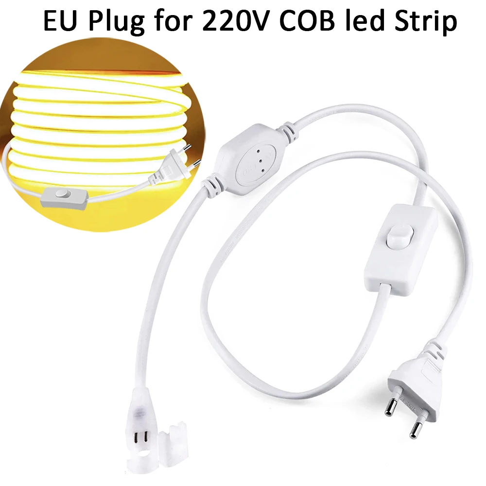 EU Plug with ON-OFF Switch for 220V COB LED Strip led strip switch led strip plug