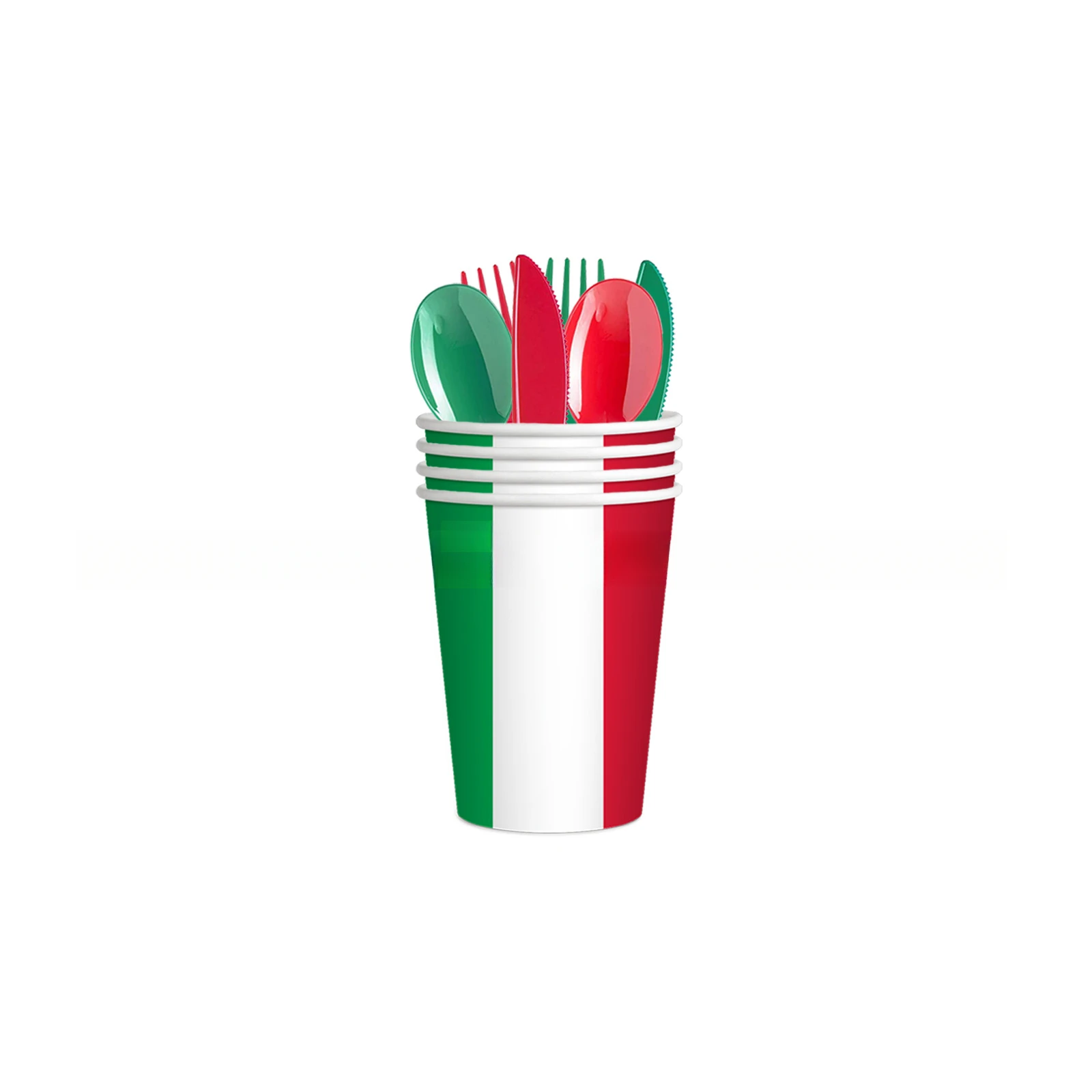 10/110 stücke Italienische Flagge Themen Geschirr Set Geburtstag Party Dekoration Urlaub Einweg Geschirr Teller Tischdecken Liefert – Detail 5
