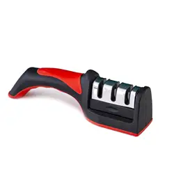 Triple - Stage Stainless Steel Knife Sharpener - Versatile Sharpening Tool - 22cm (3 - Segment red)