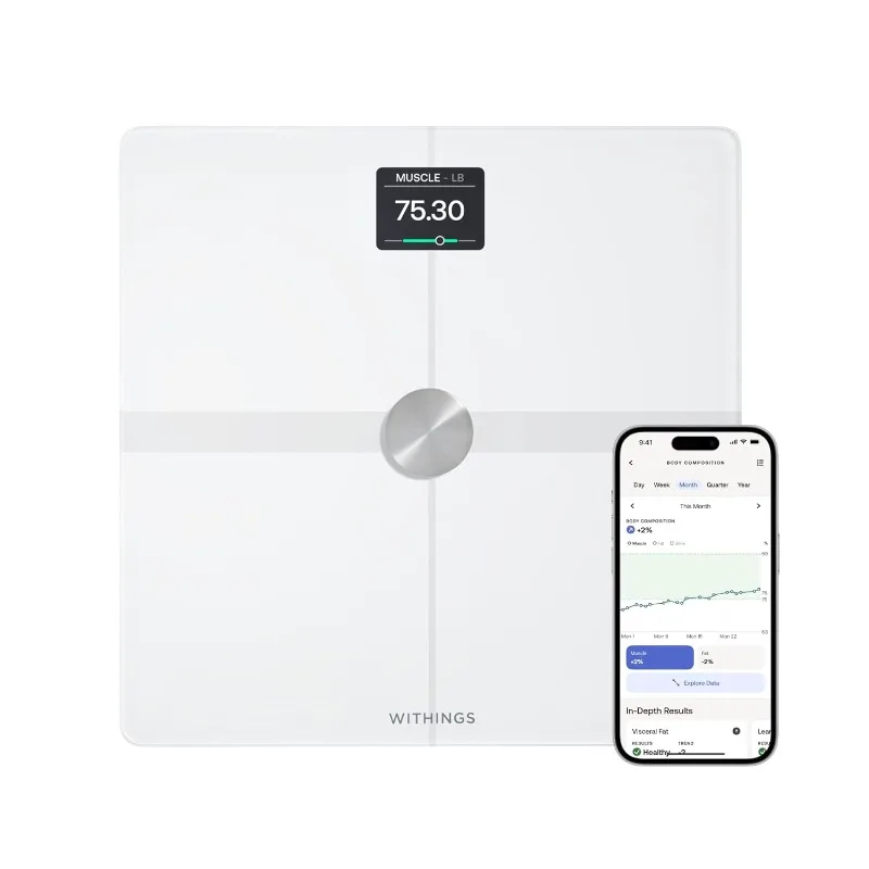 WITHINGS Body Smart-Accurate Scale for Body Weight and Fat Percentage, Composition Wi-Fi and Bluetooth Weight Scale,Baby