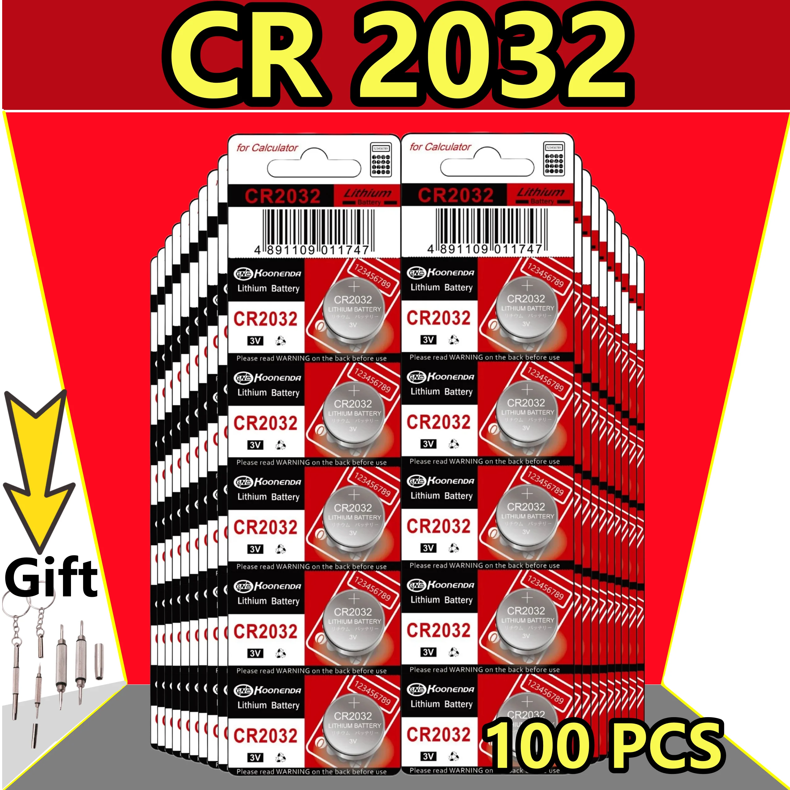 

100PCS CR2032 210mAh CR 2032 DL2032 ECR2032 3V Lithium Battery For Watch Toy Calculator Car Key Remote Control Button Coin Cells