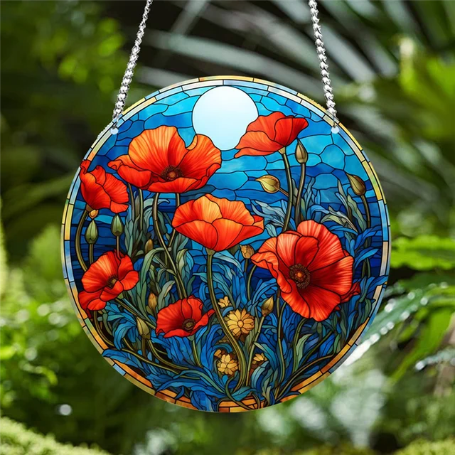 4PCS Acrylic Disc Pendant with Chain 5