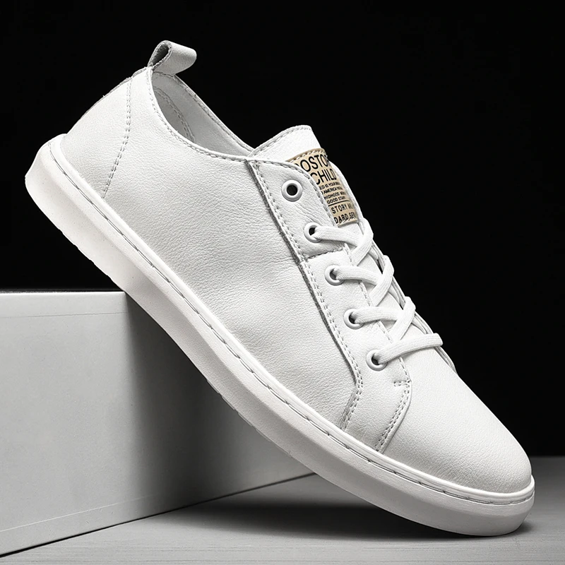 

2023 Classic Men White Sneakers Soft Leather Shoes Lace-up Casual Flats Shoes Mens Spring Sneakers Zapatos De Hombre