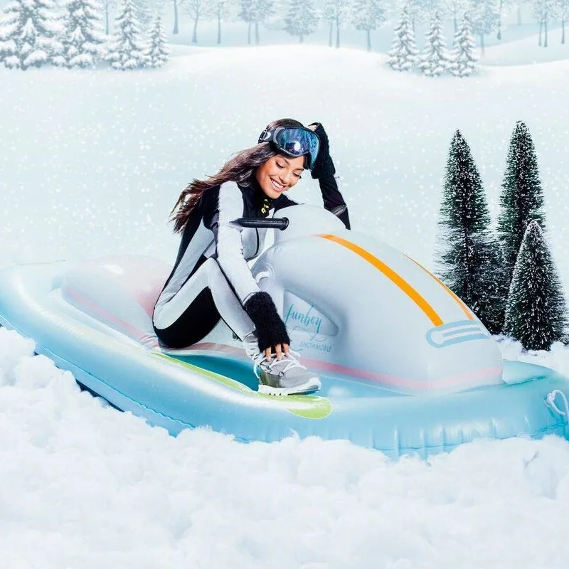 Winter Kids Downhill Snowboard Adult Winter Ski Sledge Toy Motorboat PVC Inflatable Snow Scooter