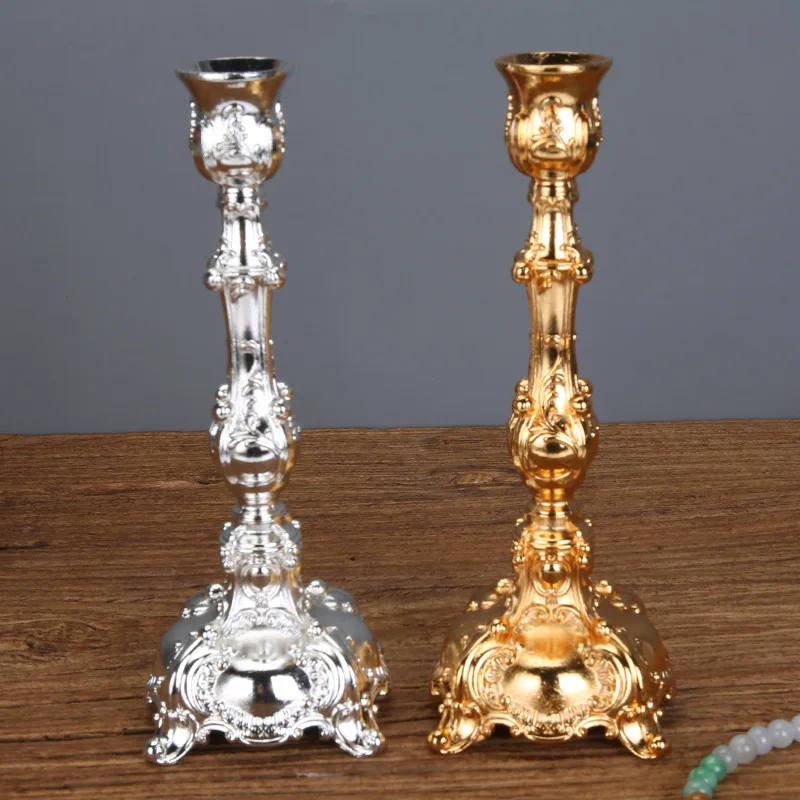European Golden Sliver Candlestick 17cm High Wedding Party Ornament Home Decor