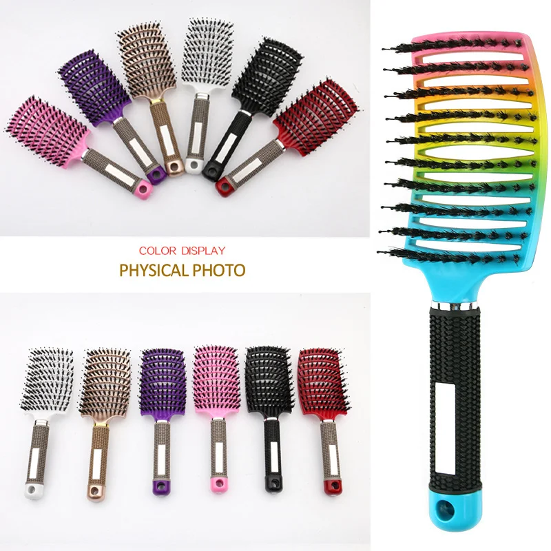 Spazzola per capelli in setola e Nylon pettine per massaggio del cuoio capelluto per capelli per ragazze spazzola per capelli riccia bagnata per parrucchiere strumento per lo Styling