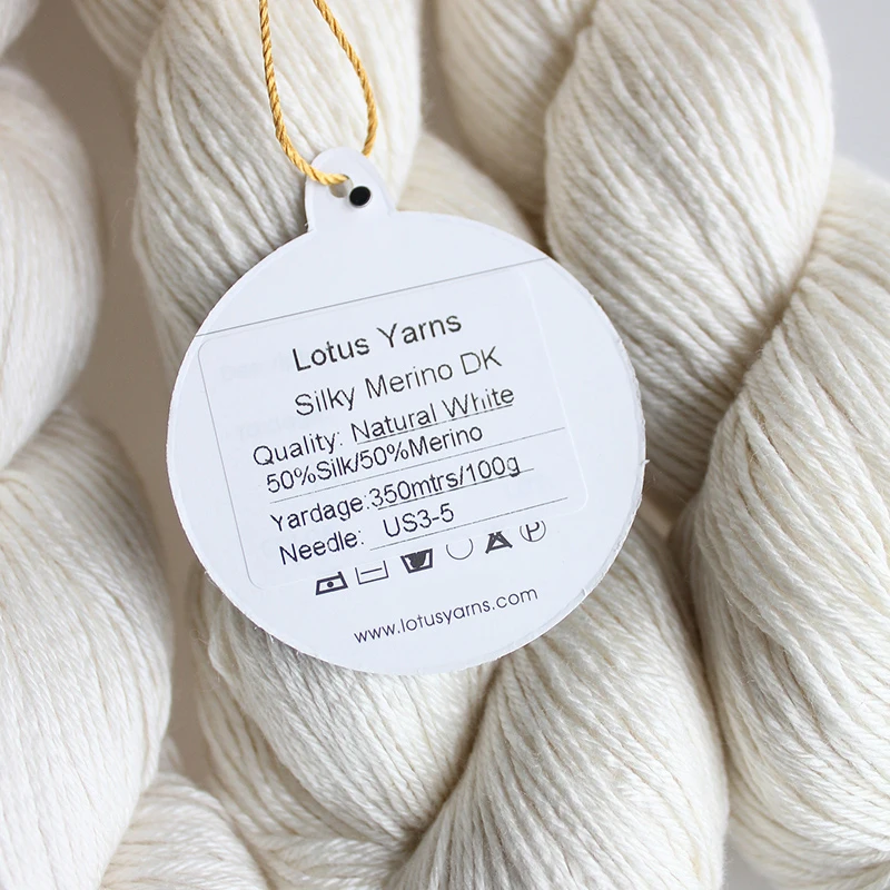 Lotus Undyed Silky Merino DK Weight Yarn Nat White Color For Dyeing or Knitting Garments 6