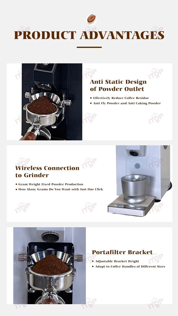 ITOP CG-64C Coffee Grinder with Bluetooth Scale 64mm Stainless Steel Burr Weighing Quantitative Grinder Espresso Grinder Miller 6