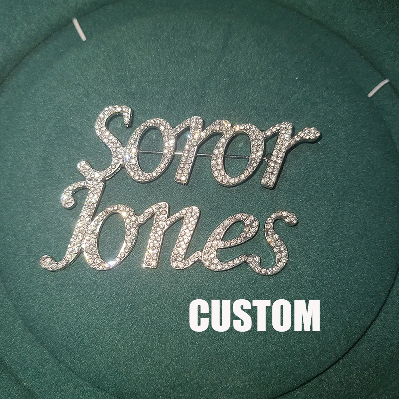 GRANDBLING Rhinestone Customized Name Pins Handmade Custom Name Plate