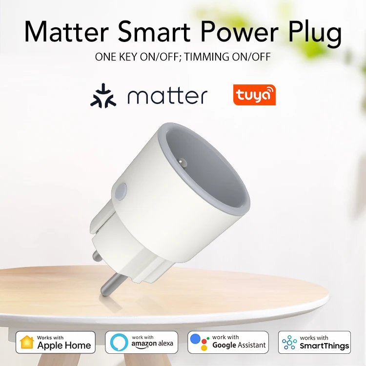 Matter Smart Plug with 16A Power Monitoring and WiFi Support for Homekit Alexa G