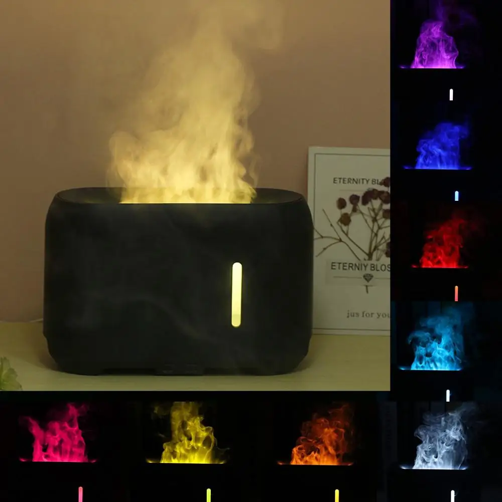 

Аромадиффузор с эффектом пламени, ночсветильник с пультом дистанционного управления, увлажнитель воздуха с 9 эффектами пламени для дома и офиса