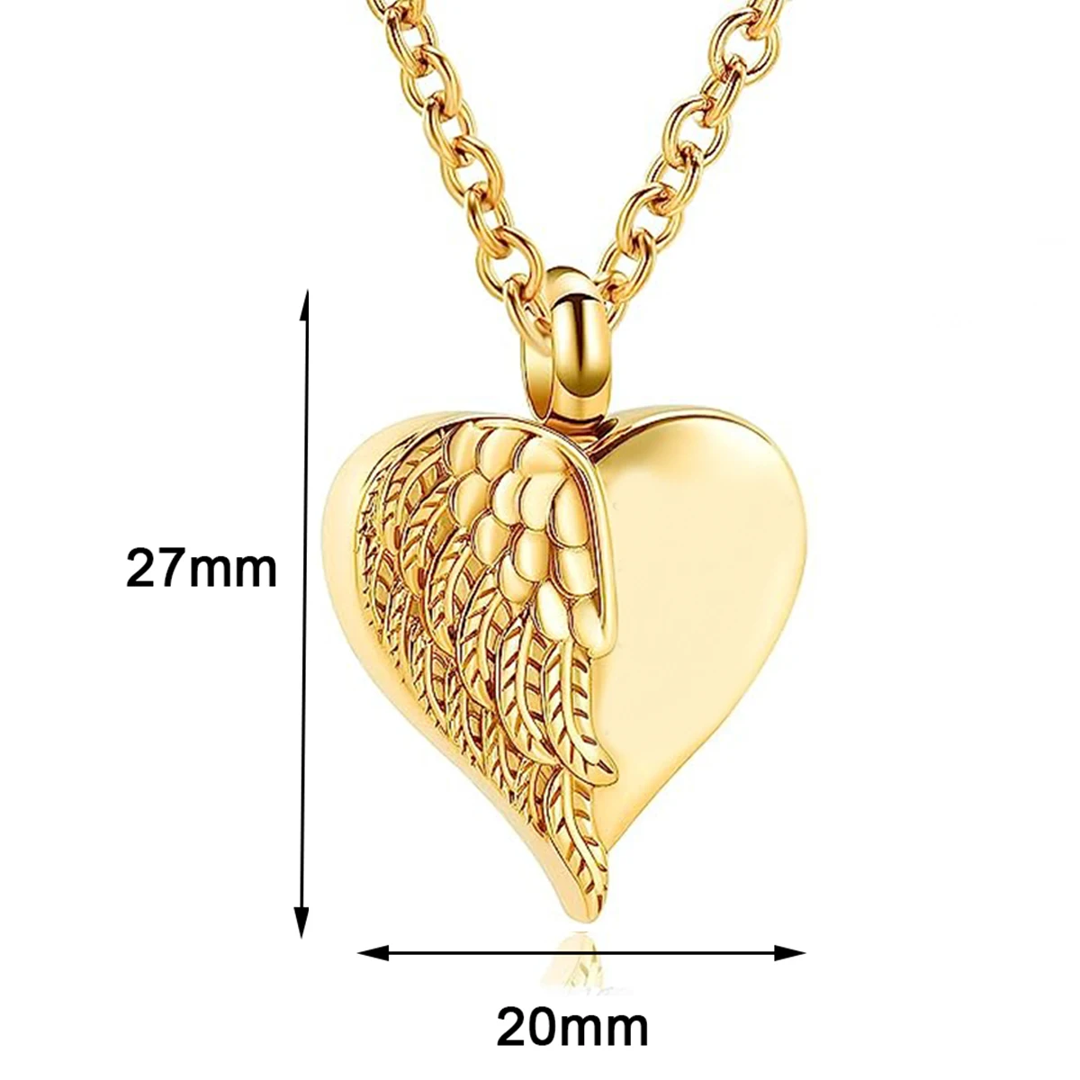 Stainless Steel Heart Angel Wing Urn Necklace Ashes Cremation Jewelry  Keepsake Pendant Memorial Locket Ash Holder Dropshipping 4