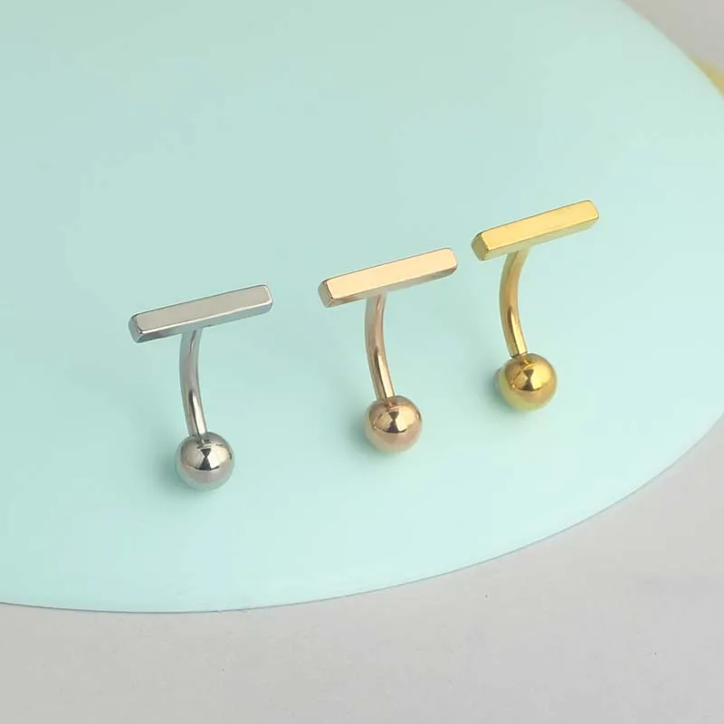 Sexy Dangling Navel Belly Button Ring Stainless Steel Double T Shape Belly Piercing Ombligo Belly Piercing Body Jewelry mix 3 co