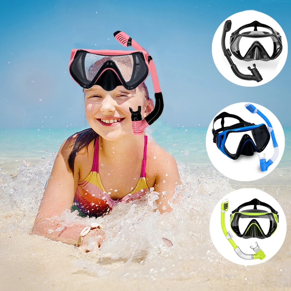 

Snorkeling Diving Mask Professional Scuba Snorkels Goggles Glasses Diving Breathing Tube Set For Kids Snorkel Mask Equipment