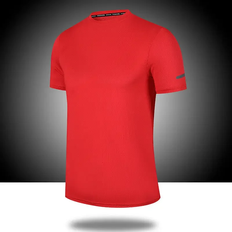 Men's Women's Quick Dry Short Sleeve Sports Fitness T-Shirt Breathable Training Top Reflective Sportswear Baseball Shirt