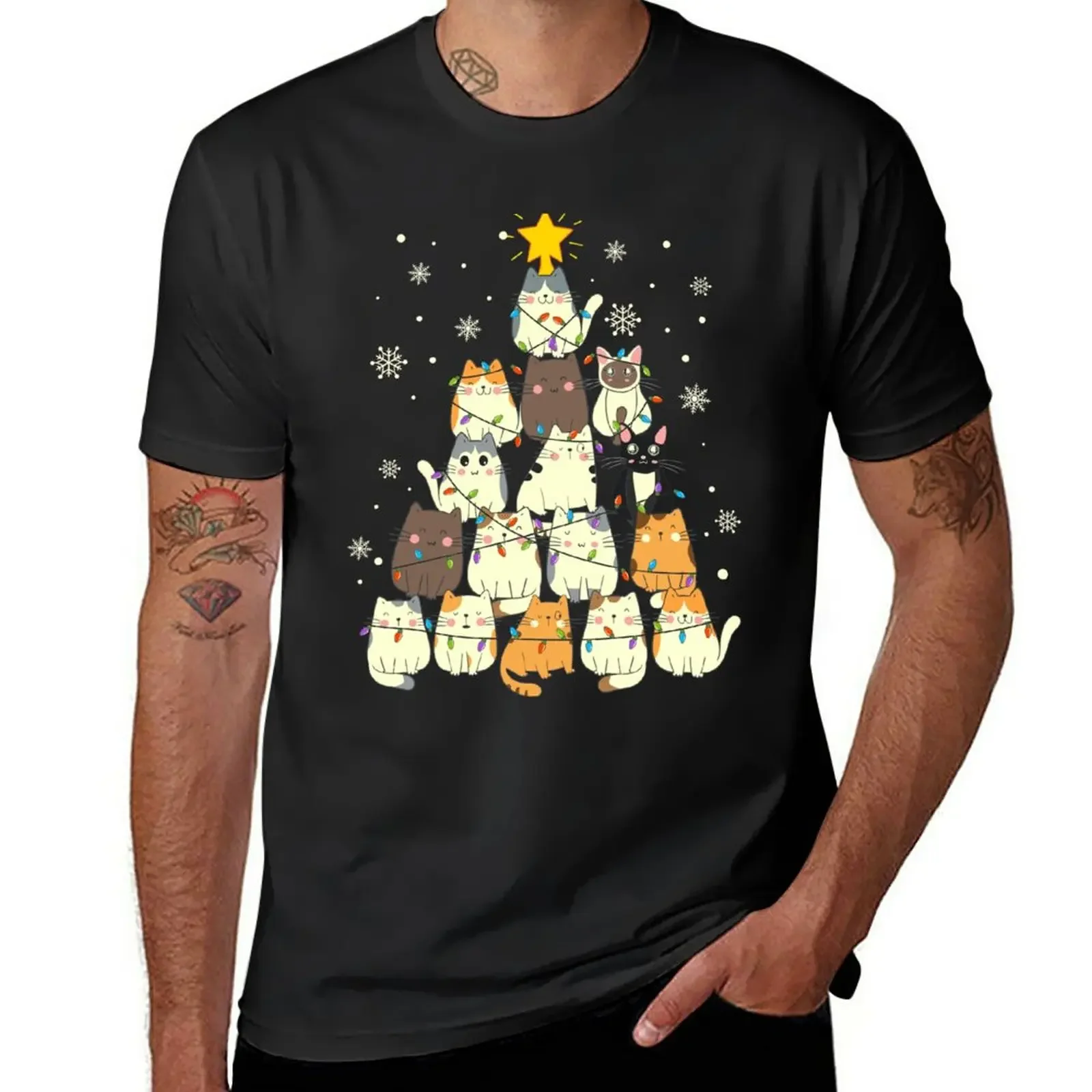 Meowy Christmas T-Shirt for a boy customs mens vintage t shirts