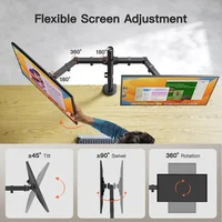 Dual Monitor Stand, Holds Screen up to 27inch, Universal Freestanding Monitor Stand Adjustable Height, Tilt, Swivel, Rotation - Image 3