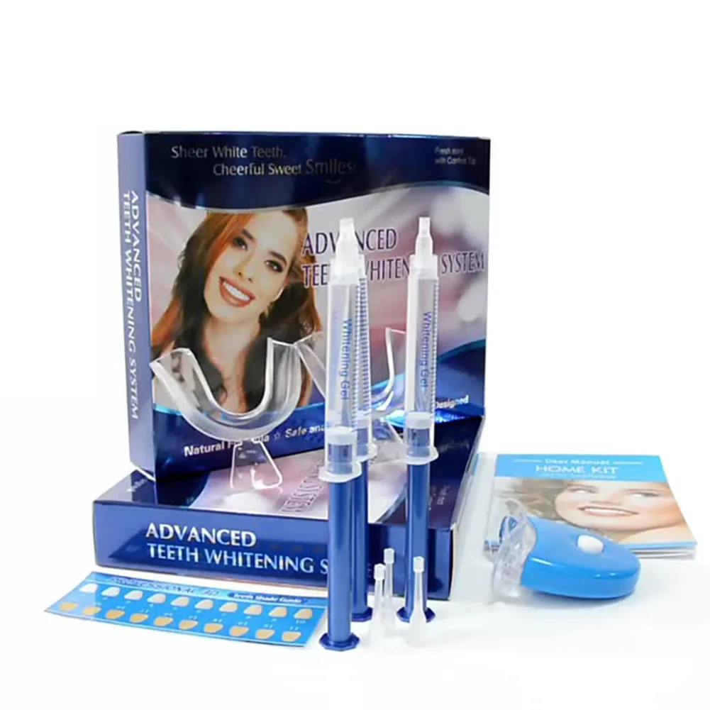 Teeth Whitening Kit 3/6/10 Teeth Whitening Kit Gel Syringe 44 Peroxide Dental Tooth Bleach System LED Cold Light Oral Hygiene Device Mouth Tray Tool