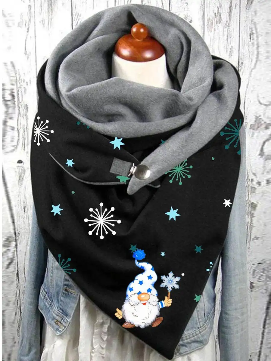 Christmas Snowflake Pattern 3D Print Casual Scarf And Shawl for Women