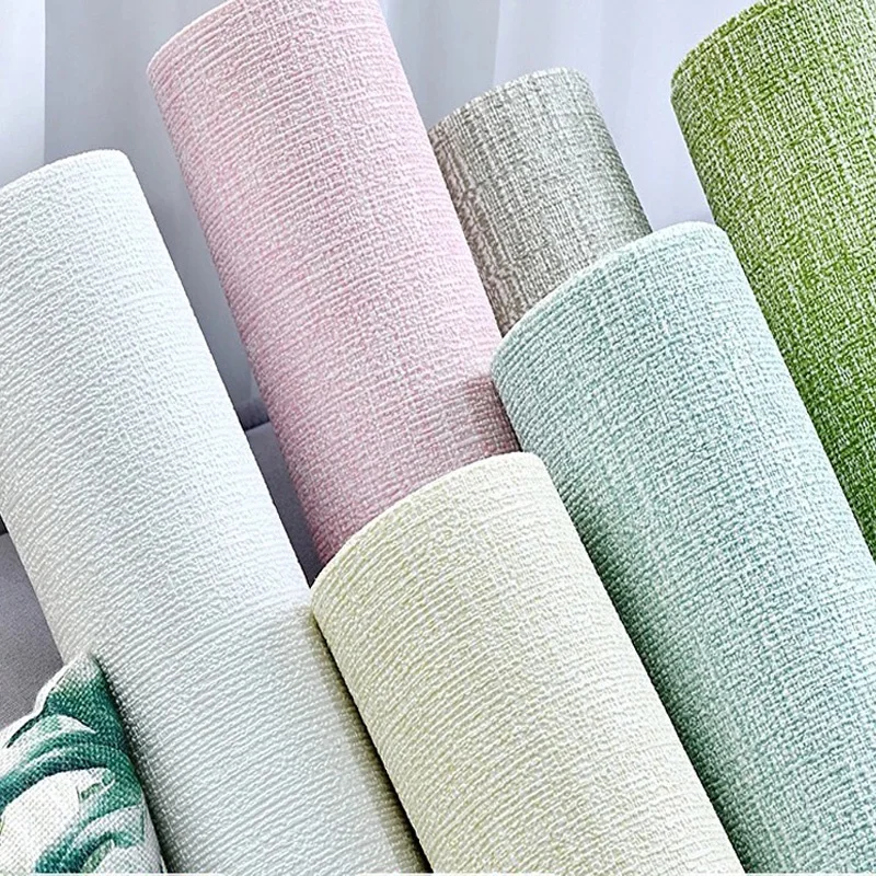 50cm Solid Linen Foam 3D Self-adhesive Thickened Wall Sticker PVC Waterproof Background Wall Renovation Wallpaper Home Decor