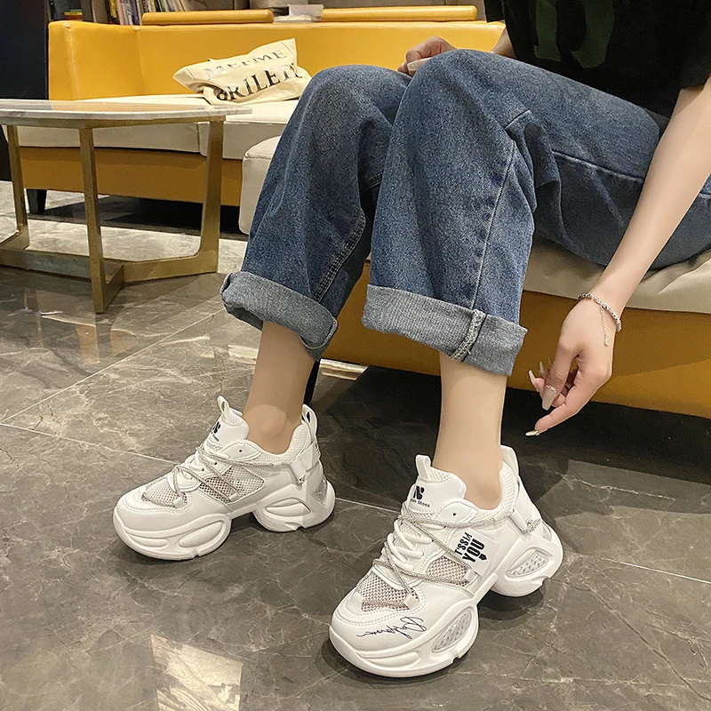 Shoes for Women 2024 Fashion Lace Up Women's Vulcanize Shoes Summer Outdoor Sport Shoes Ladies Sponge Bottom Women Sneakers