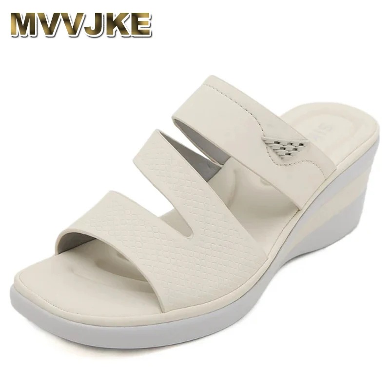 

Summer Women 6cm Wedges High Heels Slippers Female Fashion Slip on Elegant Mules Lady Casual Comfortable Beach Slides