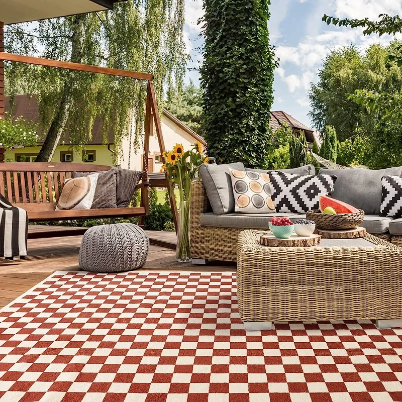 Washable Rugs Decor Indoor Checkered Large Area Rug Boho Bedroom Rug Soft Non-Slip Carpet Rugs for Dining Table Living Room 3