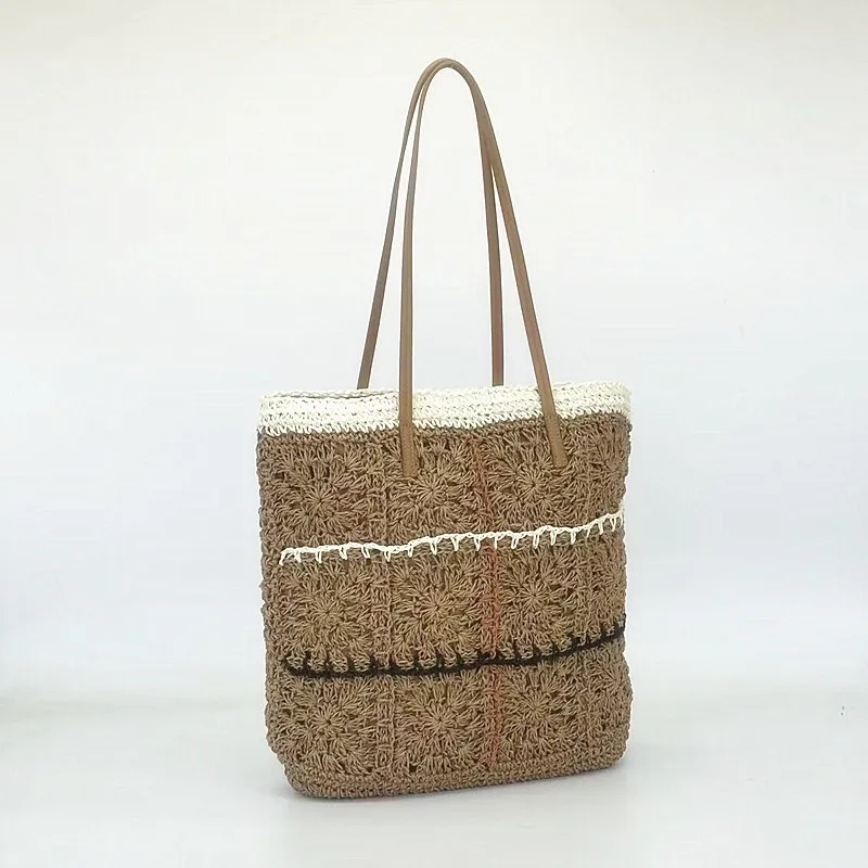 

Fashion Hollow Tote Large Crochet Shoulder Bag Summer Knitting Beach Bags for Women Handmade Handbags and Purses Travel Shopper