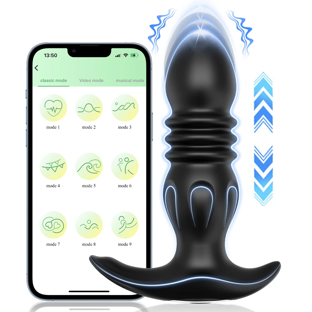 Thrusting Anal Vibrator for Men Butt Plug Anal Plug Remote Control Telescopic Prostate Massager for Gay Sex Toy for Men Women