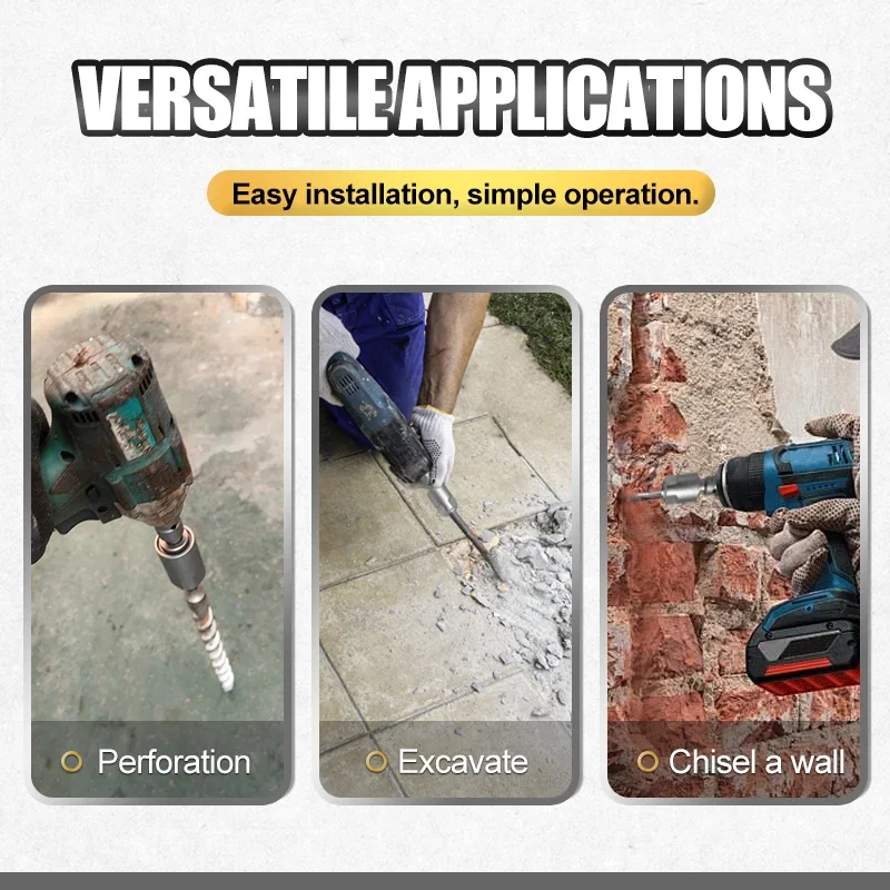 Adapter Converting Impact Wrench To Electric Hammer Converts To SDS-Plus/Square Interface Drill/Impact Wrench