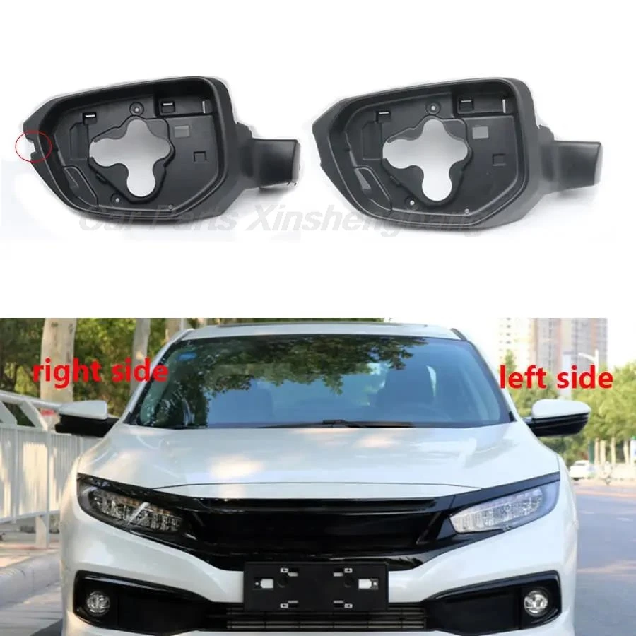 

For Honda Civic 10th 2016 2017 2018-2021 Car Accessories Door Wing Mirrors Holder Rearview Mirror Trim Ring Housing Frame 1PCS