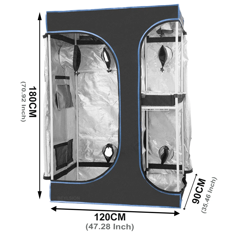 BEYLSION Mental Fabric Plant Grow Box Tent 600D Growing Tent Dark Room +Watch Window For Green House Plants Flower Hydroponic 4