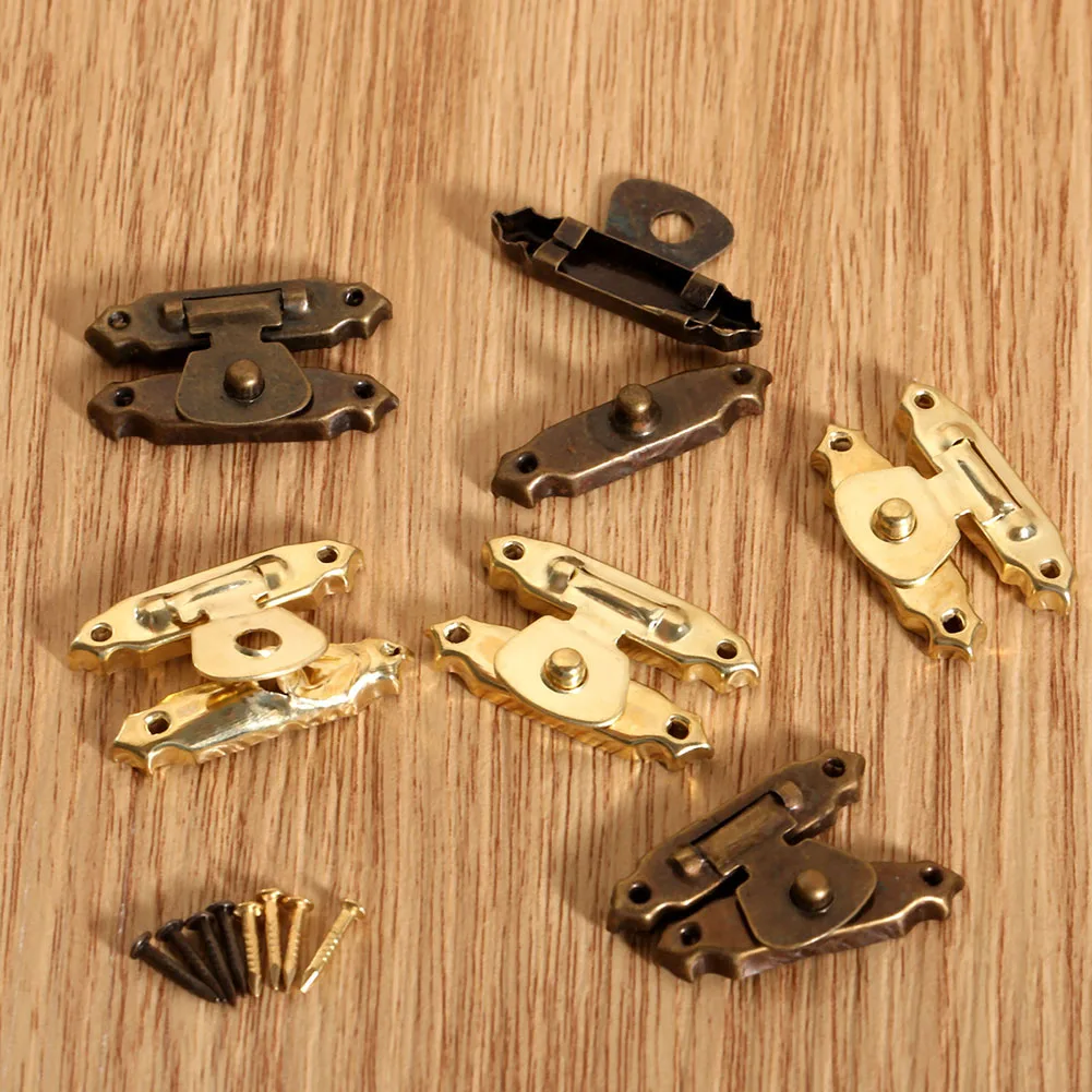 Antique Bronze Hasp furniture hardware jewelry box hasps decorative latches 10PCS Jewellery Box Suitcase Latch Lock Clasp Wooden Box Latch Buckle Decorative Hardware Accessories