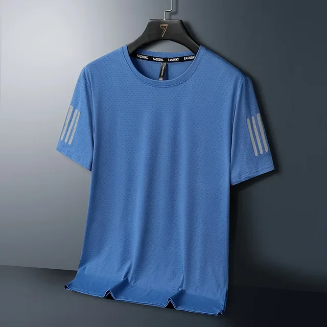 Men's light ice silk high elastic short sleeve shirt